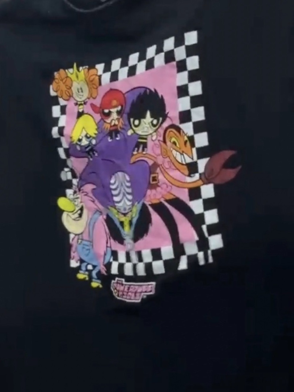 Black Kids' Graphic Tee with Colorful Cartoon Crew
